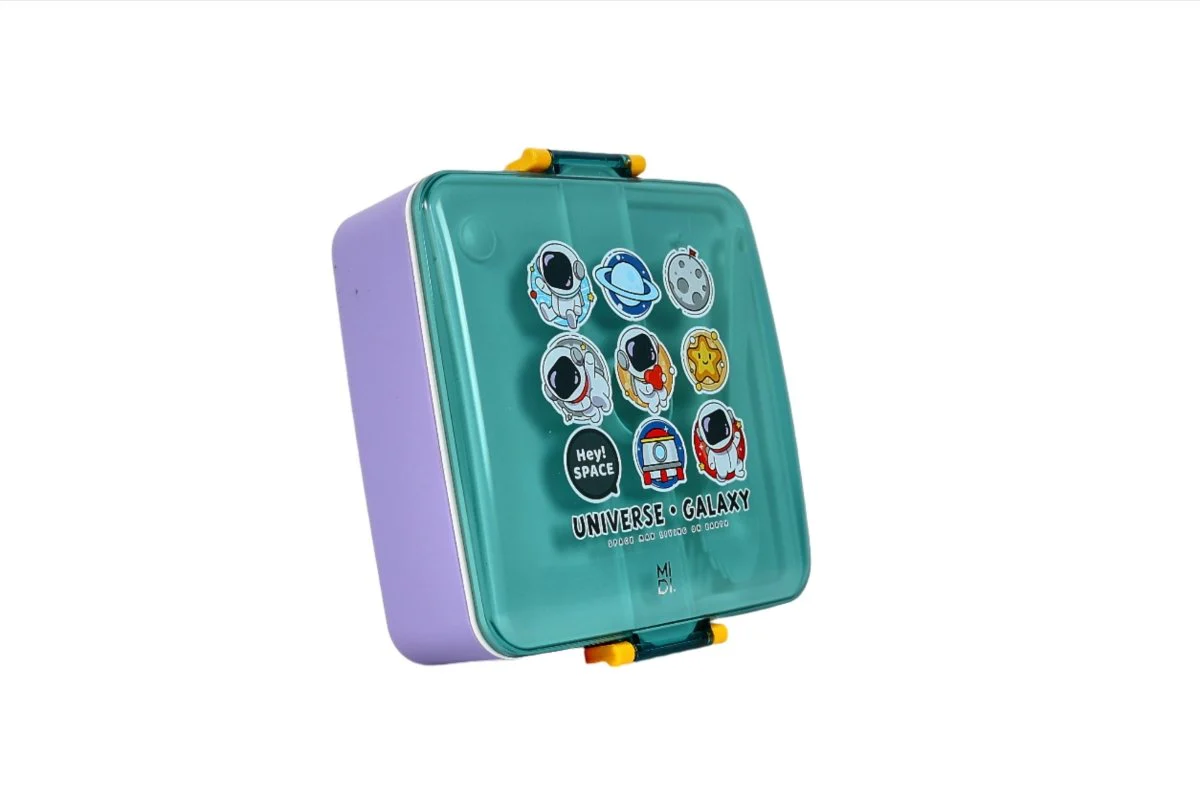 لانش بوكس مربع بتصميم رائد فضاء 1300 مل مع أدوات مائدة - تصميم عصري ومبتكر - Image 4