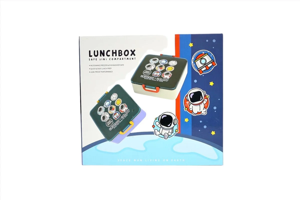 لانش بوكس مربع بتصميم رائد فضاء 1300 مل مع أدوات مائدة - تصميم عصري ومبتكر - Image 6