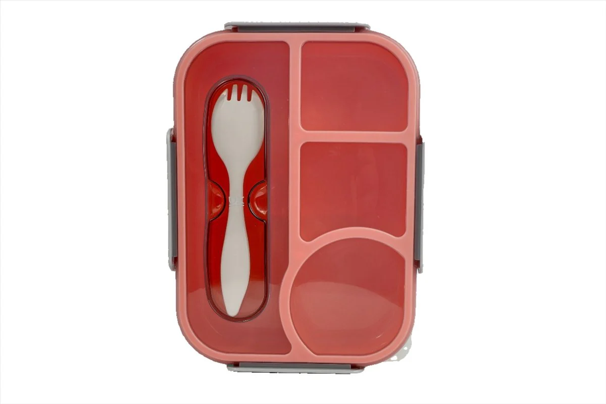 صندوق غداء 1100 مل بأربعة أقسام محكمة مع أدوات طعام - Image 6