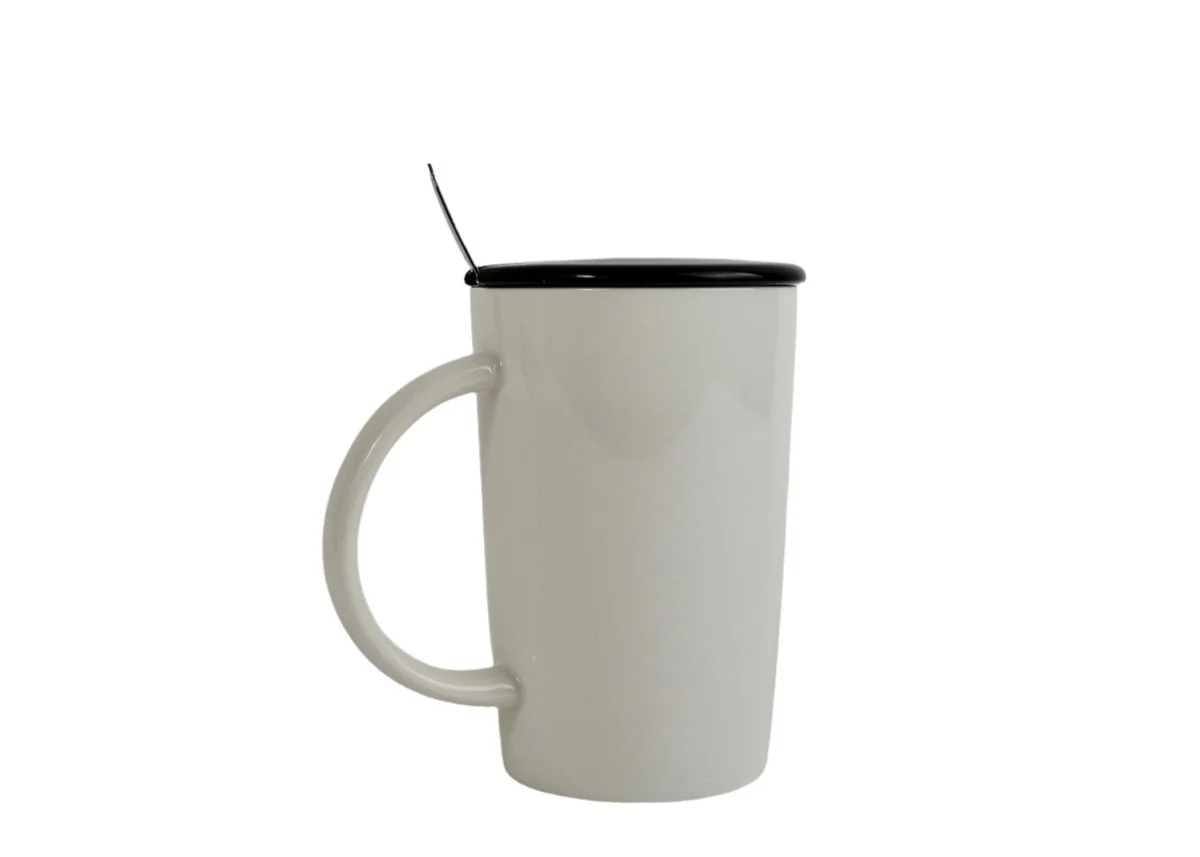 كوب سيراميك بغطاء مع ملعقة بتصميم الباندا - 360 مل - Image 4