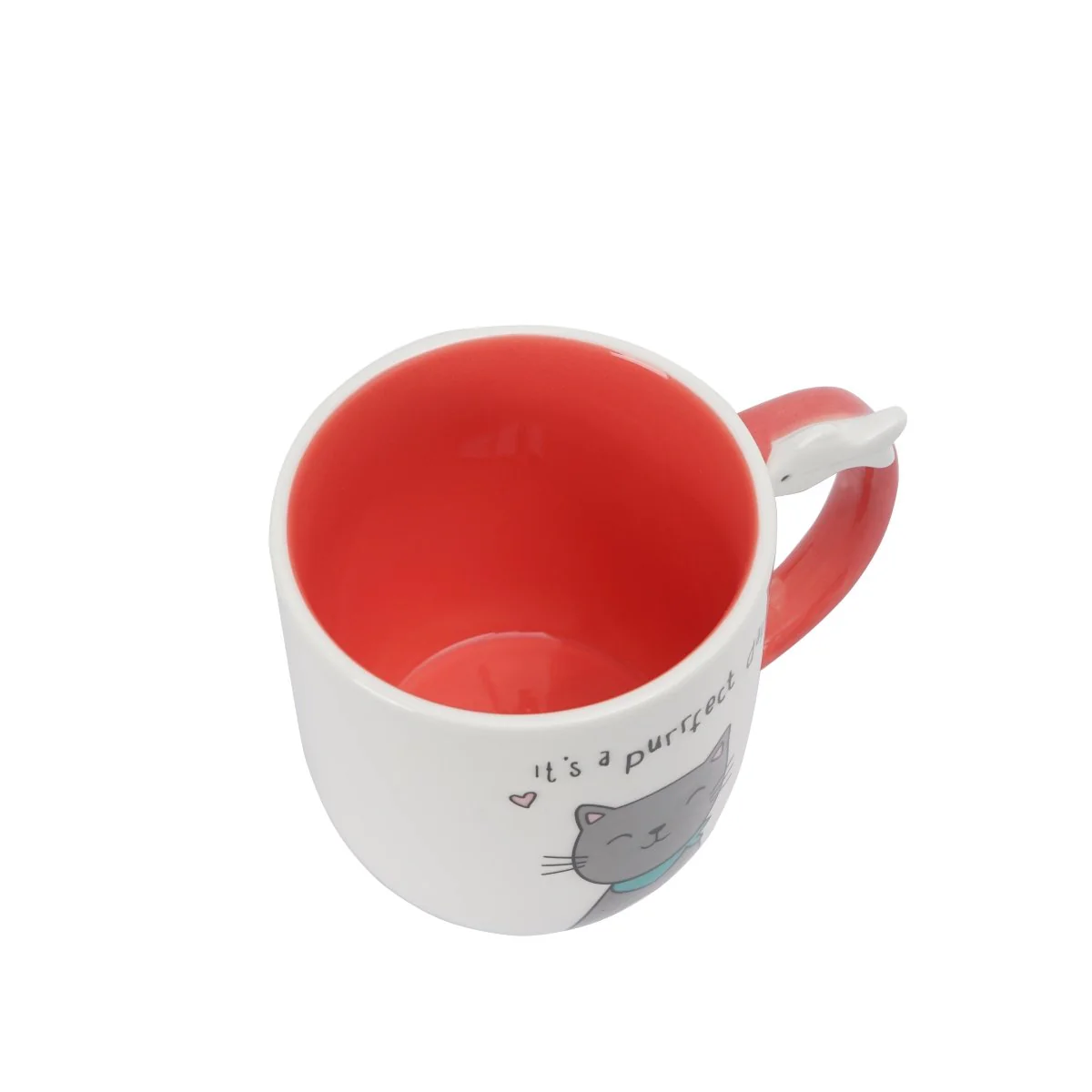 كوب سيراميك بتصميم قطة لطيفة ومقبض على شكل سمكة - Image 3