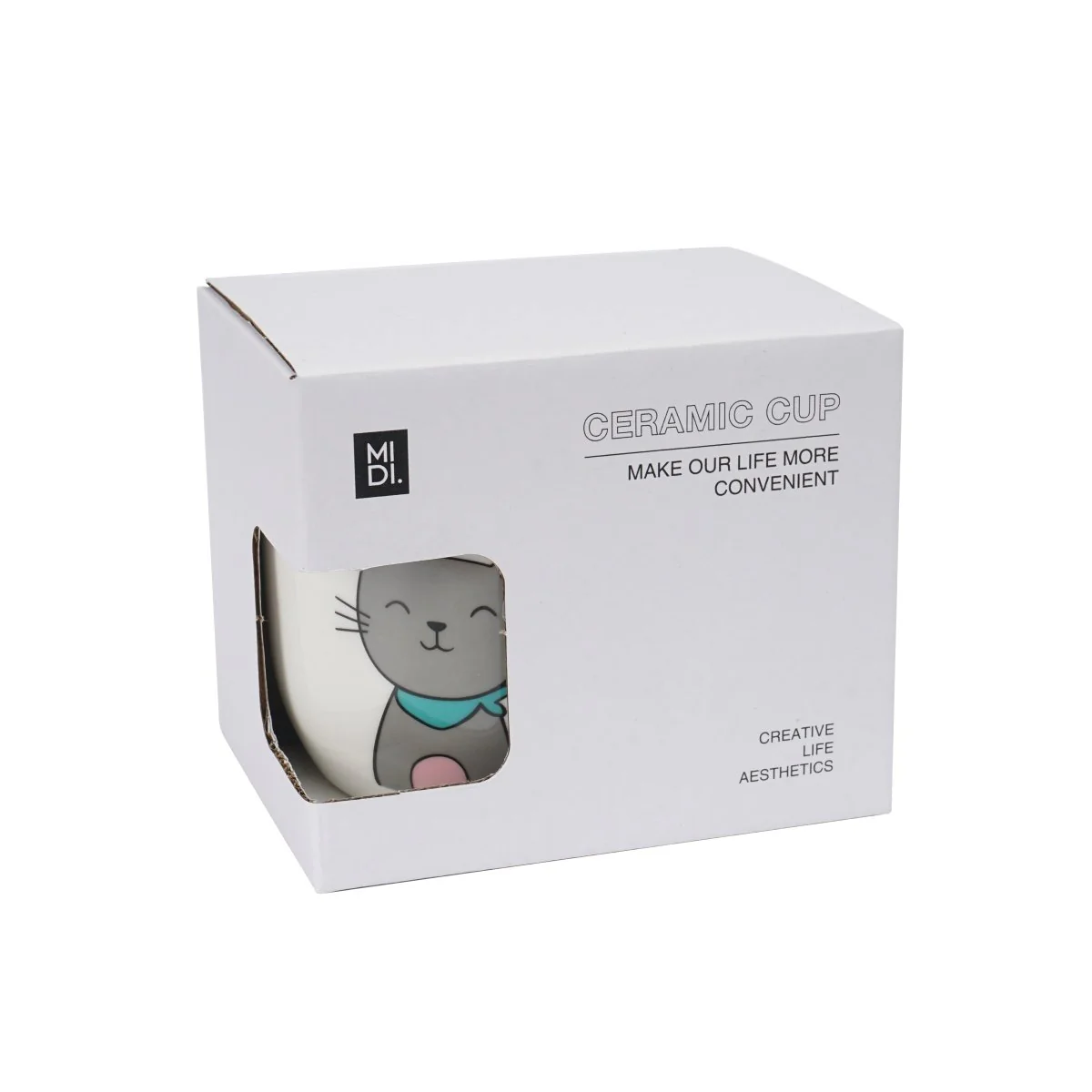 كوب سيراميك بتصميم قطة لطيفة ومقبض على شكل سمكة - Image 5