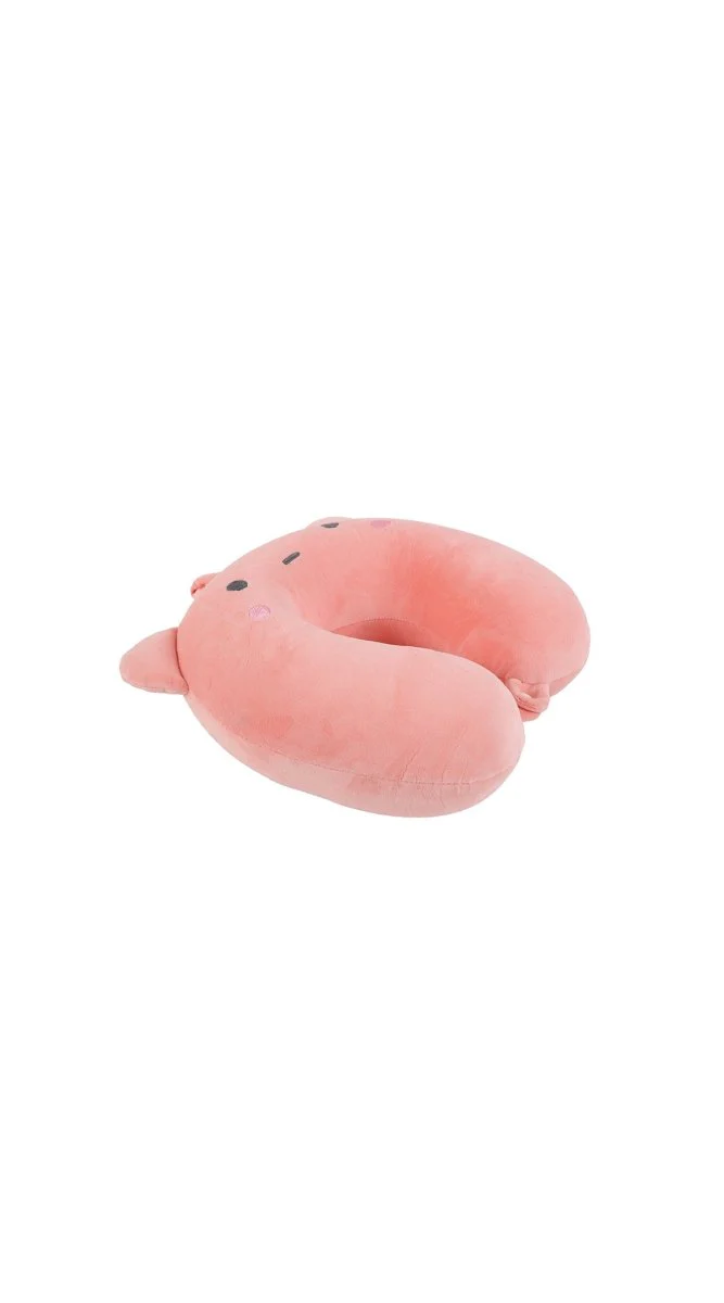 مخدة رقبة للسفر مع قناع عيون للنوم - تصميم دب وردي - Image 4