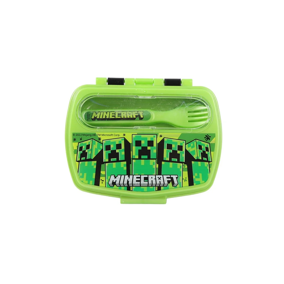 علبة غداء ستور ماينكرافت مع ملعقة وشوكة – تصميم كريبر | علبة طعام للأطفال - Image 4